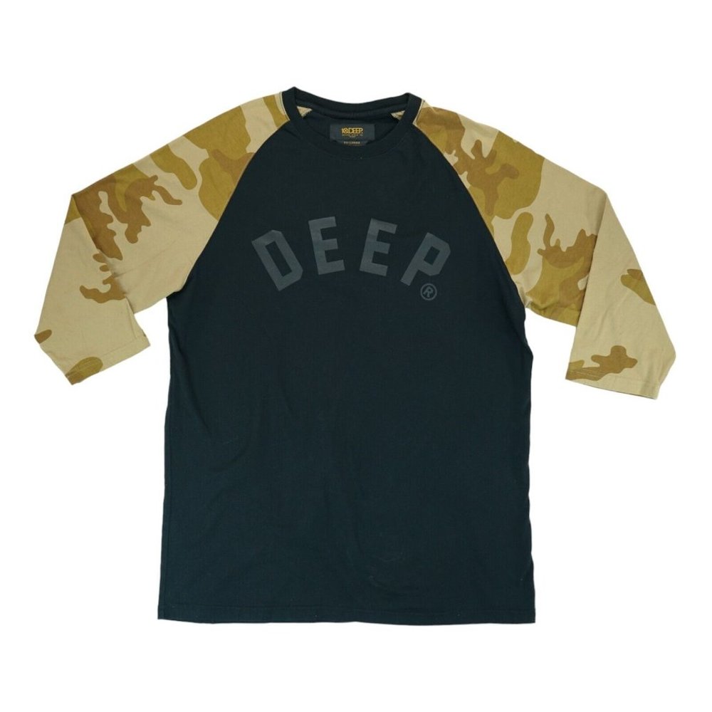 10 DEEP Shirt Mens XXL Camo Sleeves‎ ~ 3/4 Sleeve ~ Black & Green